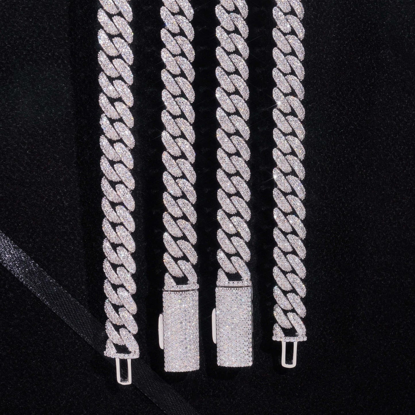 10mm Crescent Moissanite Cuban Link Chain – S925 Sterling Silver Iced-Out Hip Hop Streetwear Necklace - CaratixJewelry