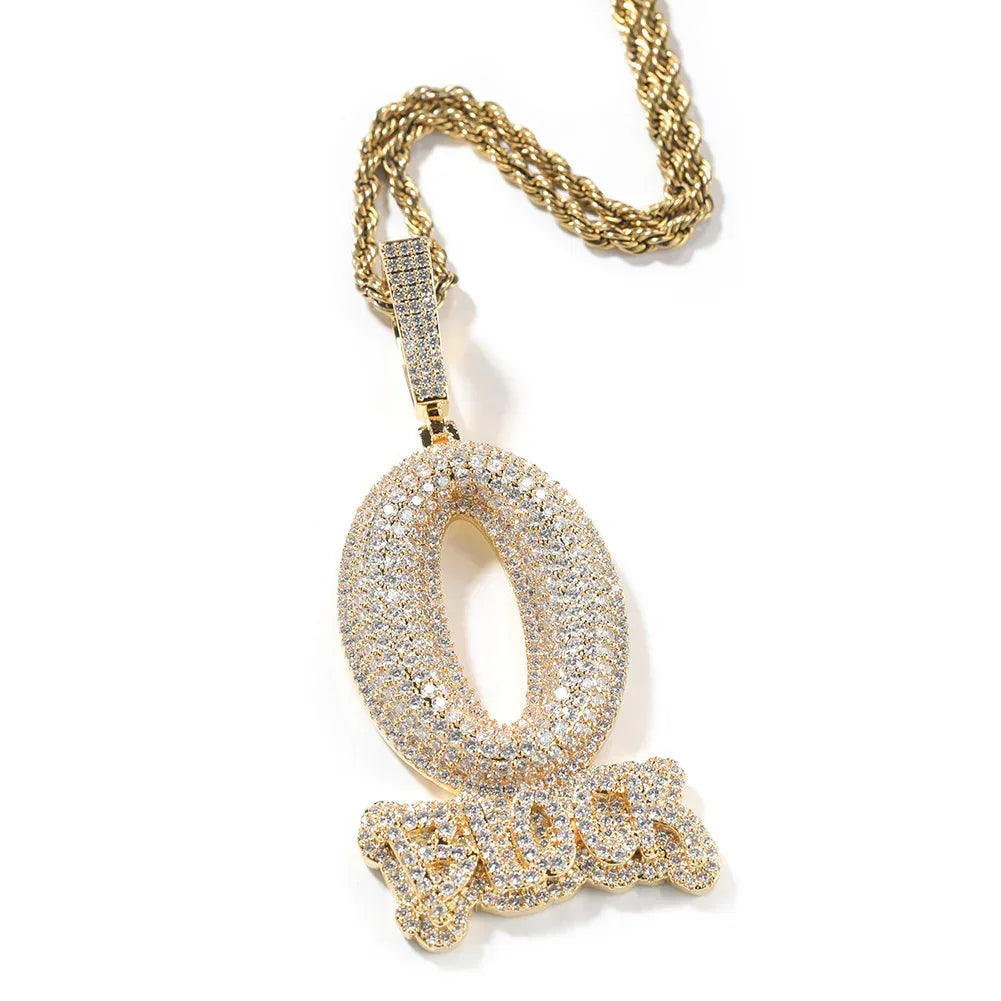 Luxury O-Block Iced Out Letter Pendant | Men's Hip Hop Drill Culture Necklace | Premium Copper CZ Jewelry | Street Legend Bling | Caratix - CaratixJewelry
