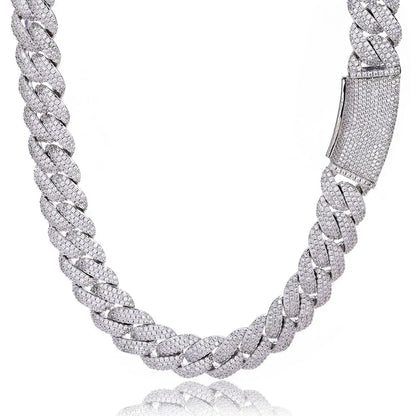 Triple-Row Moissanite Bubble Cuban Link Chain – Custom S925 Sterling Silver Iced-Out Hip Hop Men’s Luxury Streetwear Necklace - CaratixJewelry