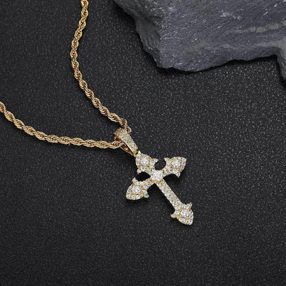 Custom Full Cross Pendant Necklace with Zircon Stones for Men | Caratix Jewelry - CaratixJewelry