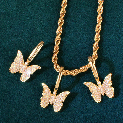 Mini Butterfly Pendant Necklace | CZ Hip Hop Unisex Streetwear Jewelry - CaratixJewelry