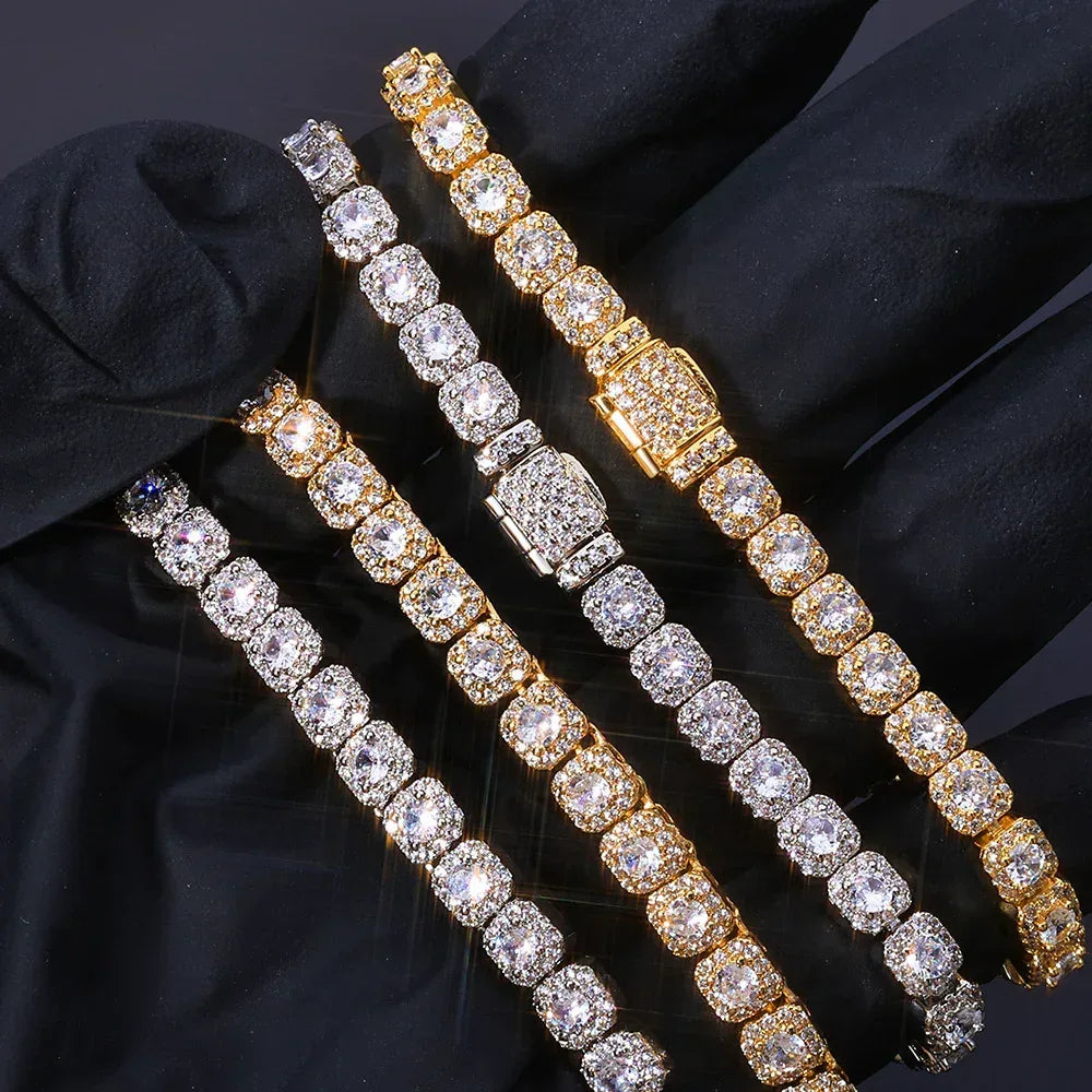 5mm Single-Row Moissanite Candy Chain for Men – S925 Sterling Silver Custom Luxury Hip Hop Necklace - CaratixJewelry
