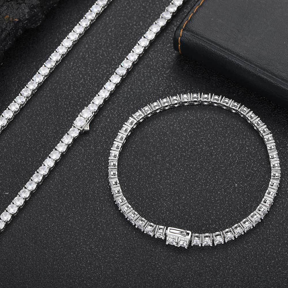 Iced Out Tennis Chain Zircon Bracelet with Spring Clasp for Men | Caratix Jewelry - CaratixJewelry