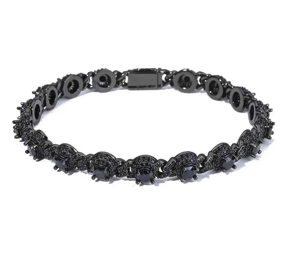 7.5mm Bead Cuban Bracelet Zircon Gold Chain Rapper Style for Men | Caratix Jewelry - CaratixJewelry