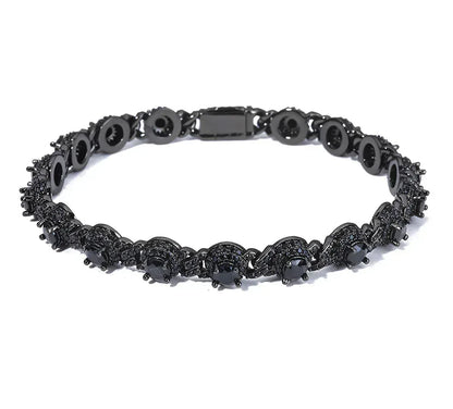 7.5mm Bead Cuban Bracelet Zircon Gold Chain Rapper Style for Men | Caratix Jewelry - CaratixJewelry