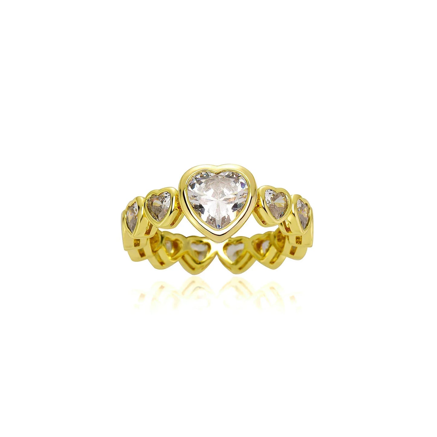 Luxury Heart-Shaped Pave Ring | Continuous Love Motif Band | Caratix