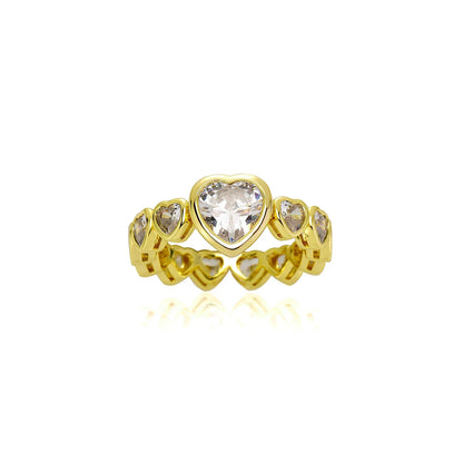 Luxury Heart-Shaped Pave Ring | Continuous Love Motif Band | Caratix