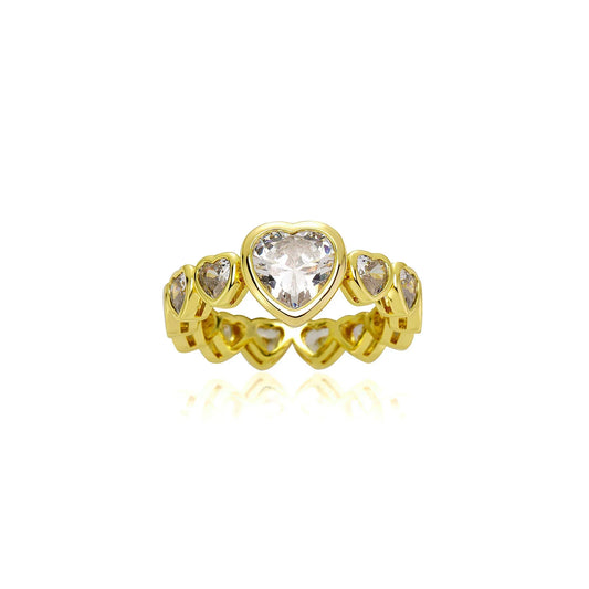 Luxury Heart-Shaped Pave Ring | Continuous Love Motif Band | Caratix