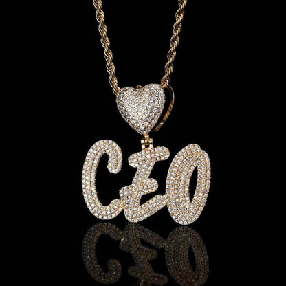 Creative Heart Lock Double Layer Pendant Necklace with Calligraphy Letters and Numbers for Men | Caratix Jewelry - CaratixJewelry