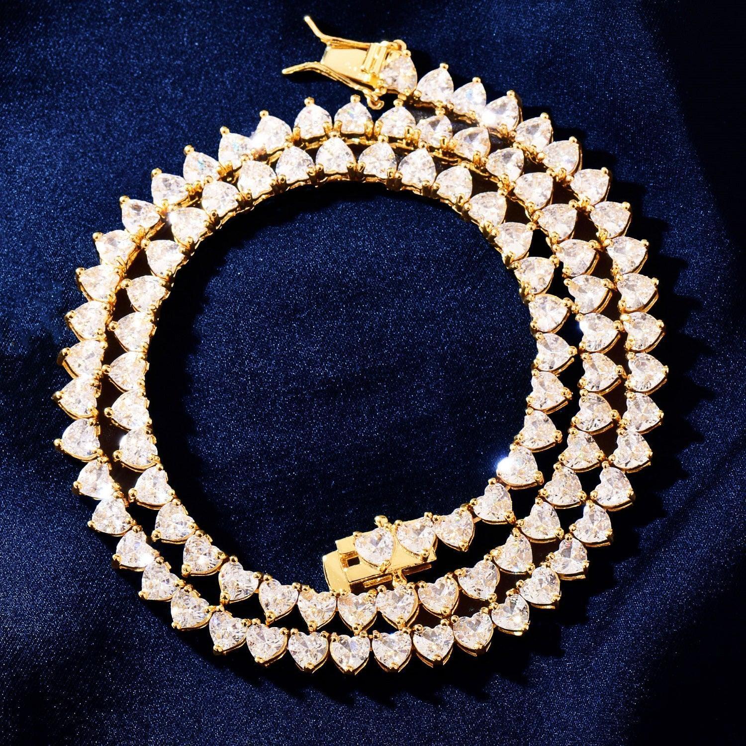 4mm Heart Tennis Chain Necklace with Copper and Zircon Stones | Hip Hop Couples Jewelry – Caratix Jewelry - CaratixJewelry