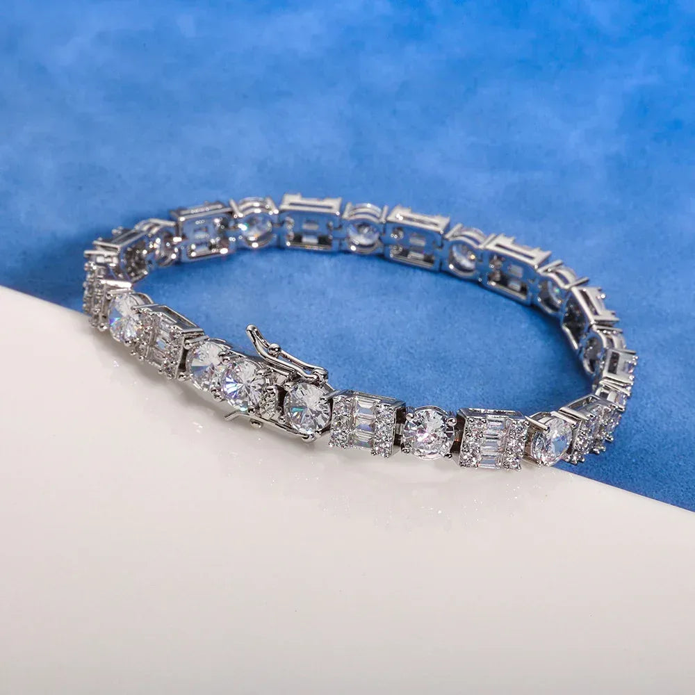 6.5mm Square-Round Tennis Chain Bracelet Zircon for Men | Caratix Jewelry - CaratixJewelry