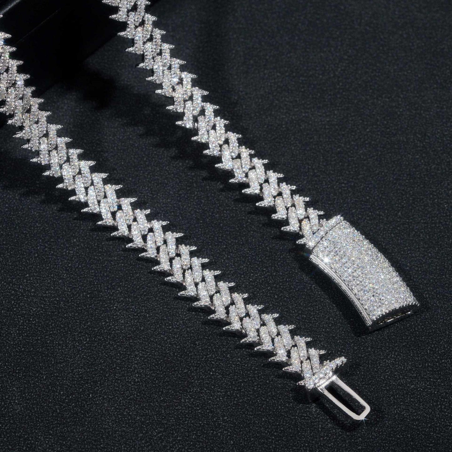 10mm D-Shape Moissanite Cuban Link Necklace | S925 Silver Men’s Hip Hop Chain - CaratixJewelry