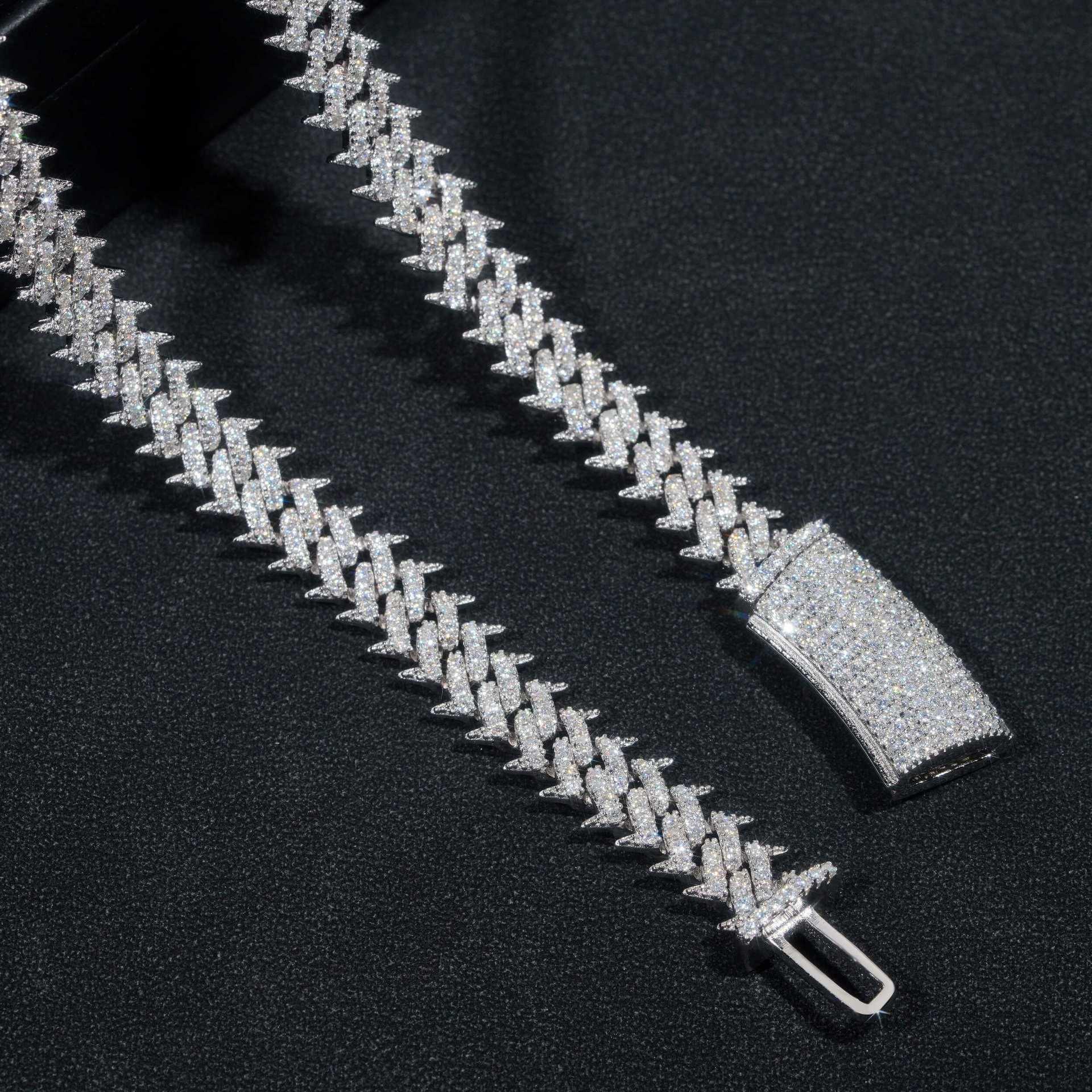 10mm D-Shape Moissanite Cuban Link Necklace | S925 Silver Men’s Hip Hop Chain - CaratixJewelry