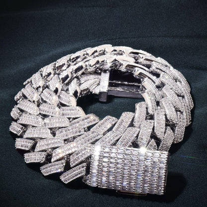 Double Row Step Cut Zircon Cuban Chain Necklace Gold Finish | Hip Hop Jewelry | Caratix Jewelry - CaratixJewelry