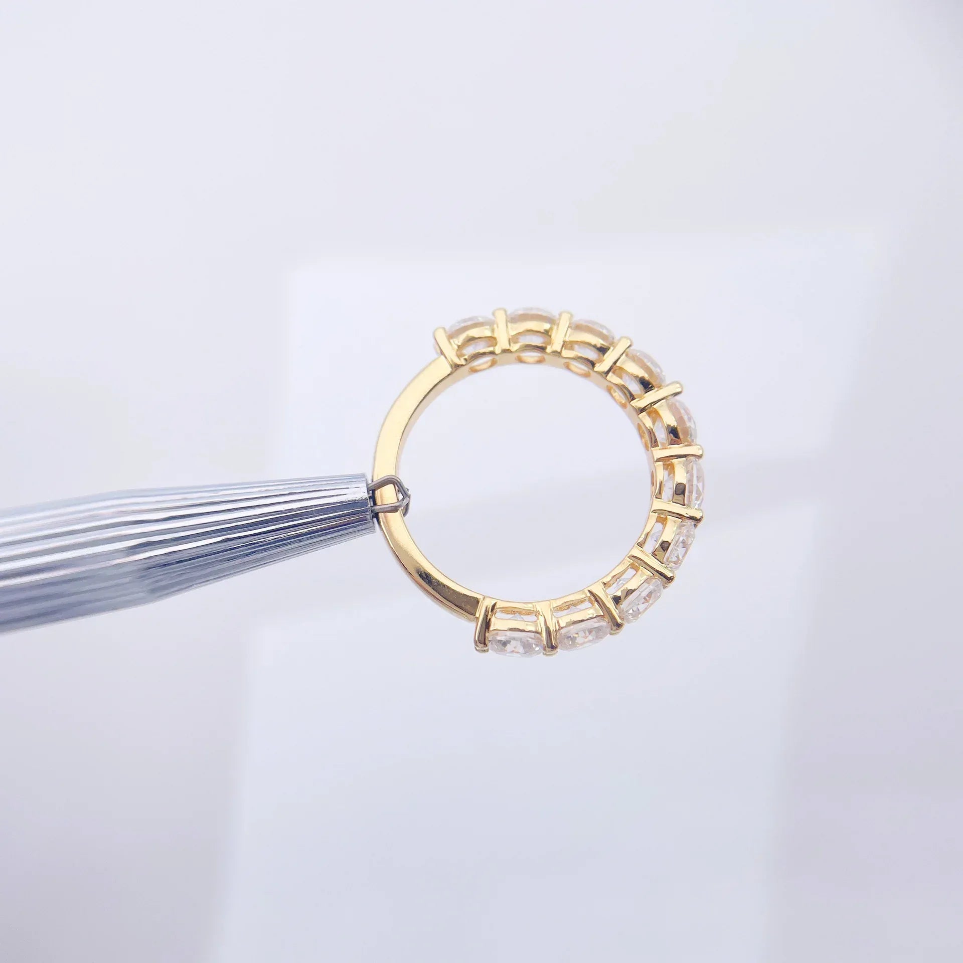 0.30ct Moissanite Band Ring | Platinum-Plated S925 Silver Round & Marquise Design - CaratixJewelry