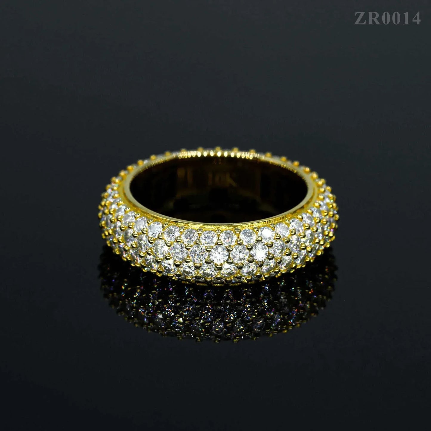 VVS Moissanite 4-Row Iced Out Ring | S925 Silver Unisex Hip Hop Jewelry - CaratixJewelry