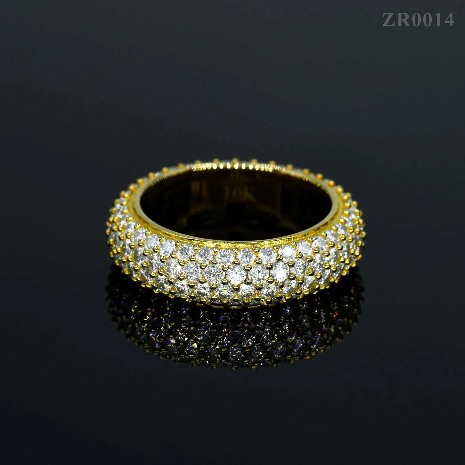 VVS Moissanite 4-Row Iced Out Ring | S925 Silver Unisex Hip Hop Jewelry - CaratixJewelry