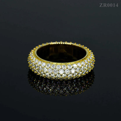 VVS Moissanite 4-Row Iced Out Ring | S925 Silver Unisex Hip Hop Jewelry - CaratixJewelry