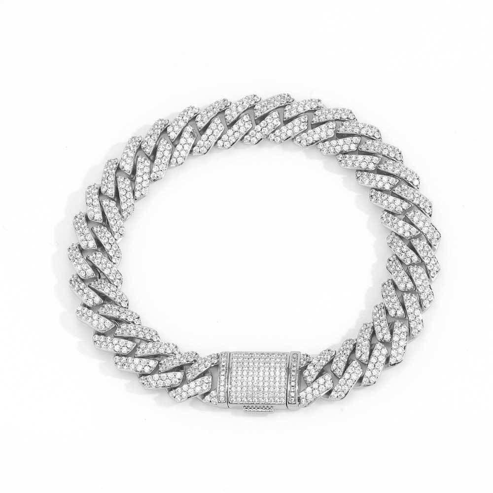 Gold Chain 10mm S925 Silver Single Row CZ Cuban Link Bracelet – Custom Rapper Jewelry for Men | Caratix Jewelry - CaratixJewelry