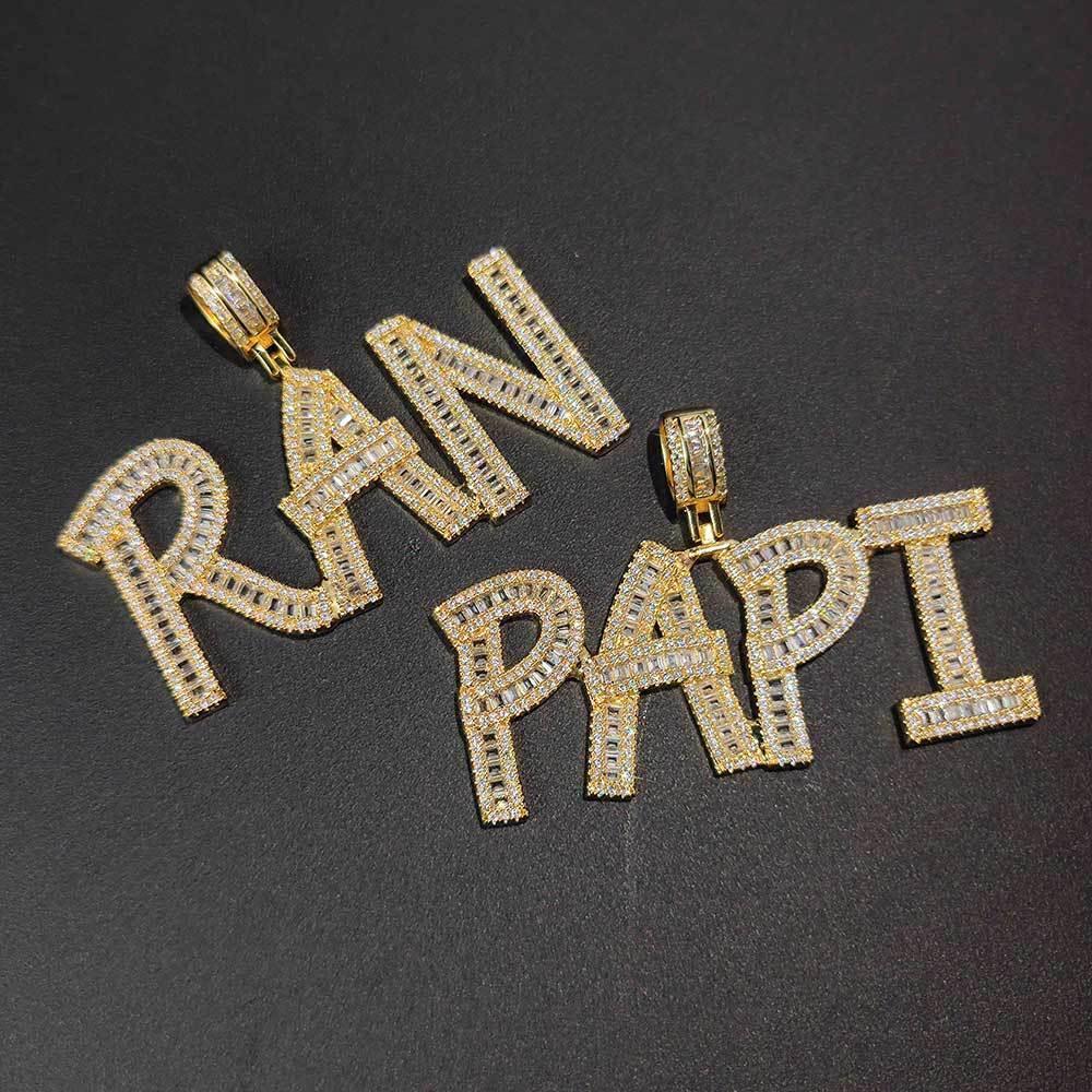 Custom Square Letter Pendant Necklace with Zircon Stones for Men | Caratix Jewelry - CaratixJewelry