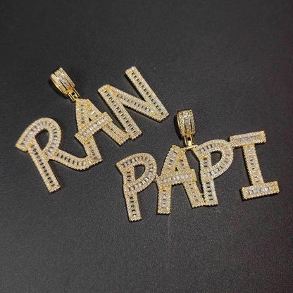 Custom Square Letter Pendant Necklace with Zircon Stones for Men | Caratix Jewelry - CaratixJewelry