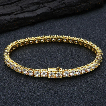 Iced Out Tennis Chain Zircon Bracelet with Spring Clasp for Men | Caratix Jewelry - CaratixJewelry