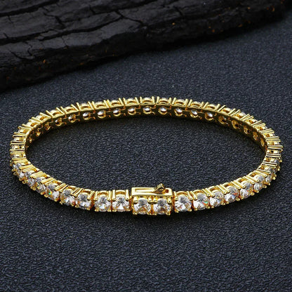 Iced Out Tennis Chain Zircon Bracelet with Spring Clasp for Men | Caratix Jewelry - CaratixJewelry