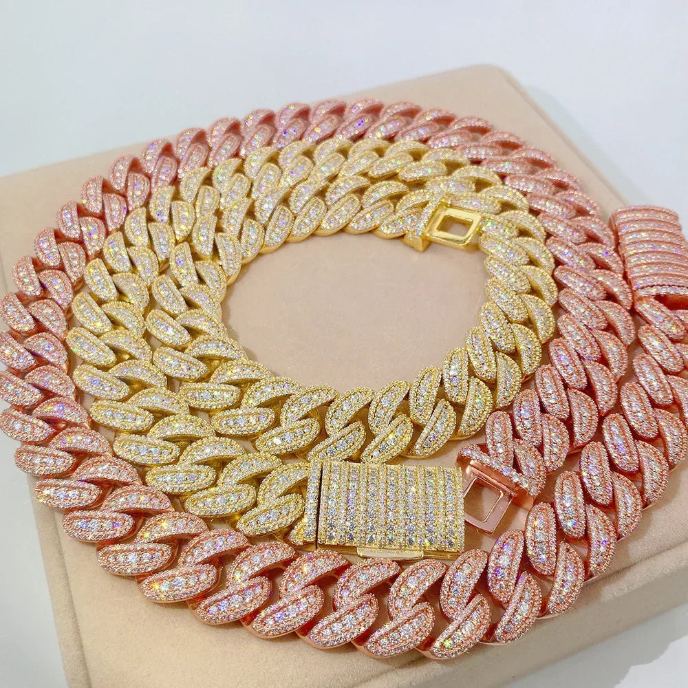 20mm Moissanite Cuban Link Necklace | S925 Silver Iced Out Chain - CaratixJewelry