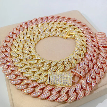 20mm Moissanite Cuban Link Necklace | S925 Silver Iced Out Chain - CaratixJewelry