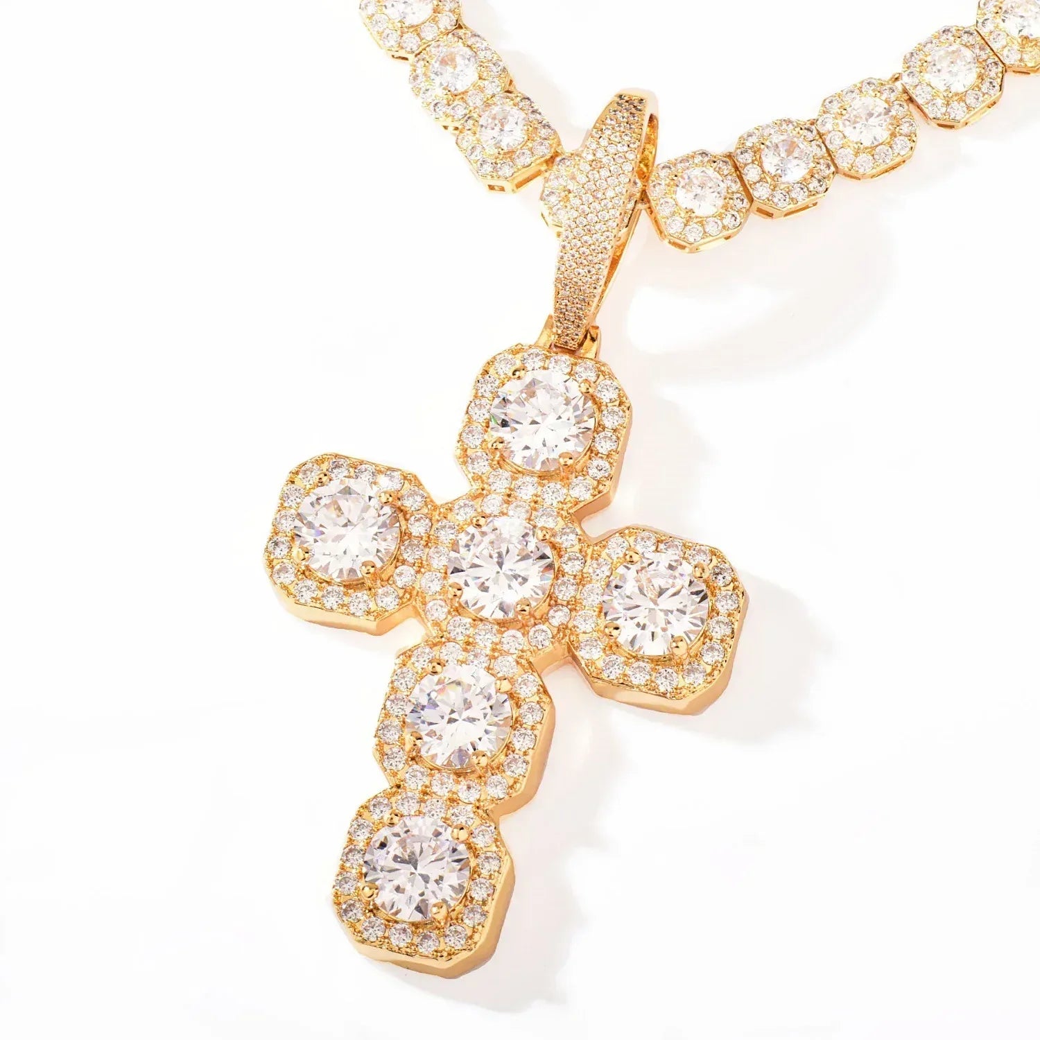 CZ Cross Pendant Necklace | Hip Hop Punk Streetwear Jewelry - CaratixJewelry