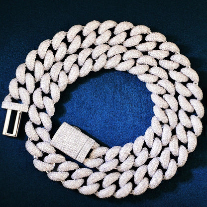 14mm Iced Out Cuban Chain Necklace with Copper and Zircon Stones - CaratixJewelry