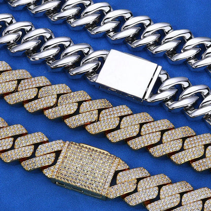20mm Flip Clasp Triple Row Zircon Cuban Link Bracelet - CaratixJewelry