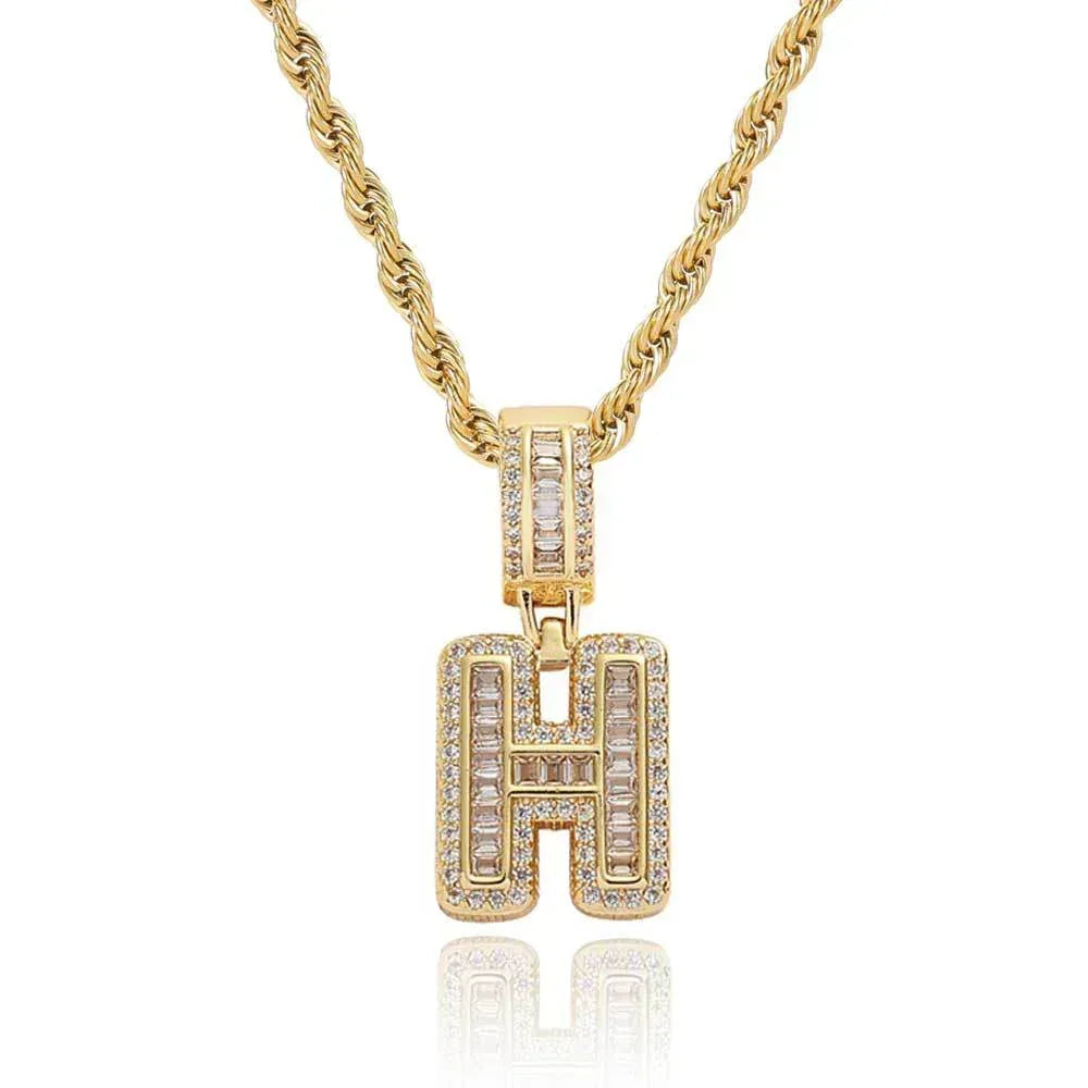 Custom Iced-Out Letter Pendant Necklace with Zircon Stones for Men | Caratix Jewelry - CaratixJewelry