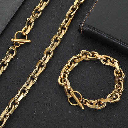 Stainless Steel Cross O Chain Necklace Bracelet Hip Hop Jewelry | Caratix Jewelry - CaratixJewelry