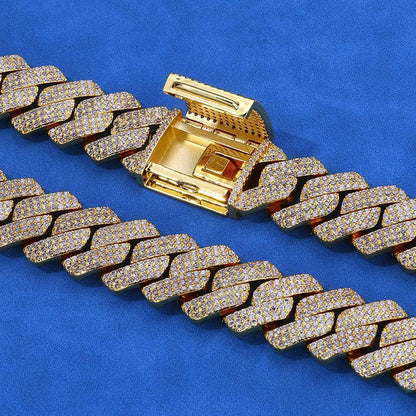 20mm -Cut Moissanite Cuban Link Chain – S925 Sterling Silver Iced-Out Hip Hop Men’s Bold Luxury Streetwear Necklace - CaratixJewelry