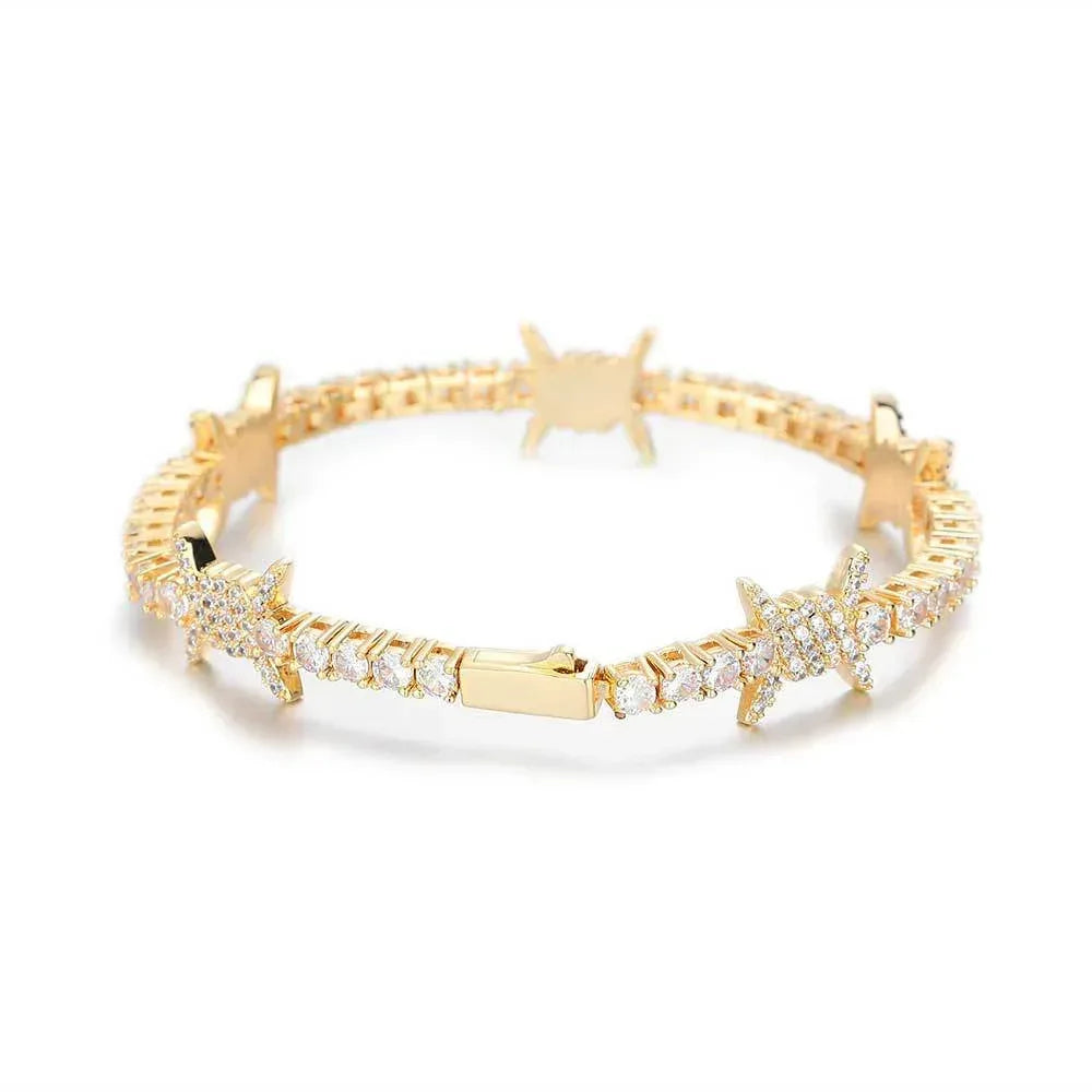 Zircon Tennis Bracelet with Thorn Design and Spring Clasp for Men & Women | Caratix Jewelry - CaratixJewelry