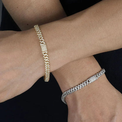 6mm Single Row Zircon Cuban Link Bracelet Luxury Hip Hop Jewelry - CaratixJewelry