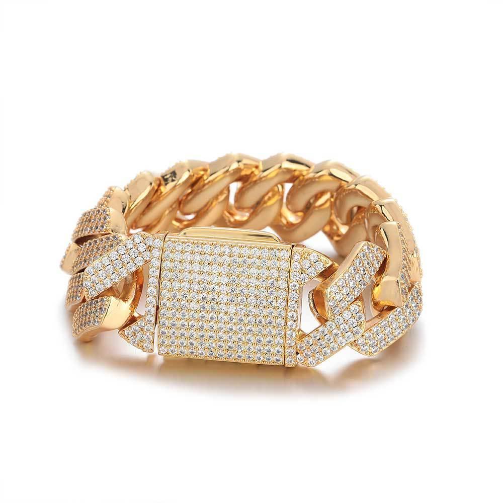 25mm Triple Row Iced-Out Cuban Link Bracelet - CaratixJewelry