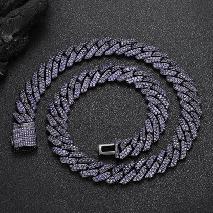 15mm Double Row Iced Out Cut Cuban Chain Zircon Necklace - CaratixJewelry