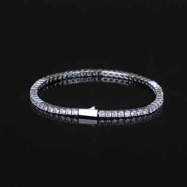 Single Row Zircon Tennis Chain Bracelet with Spring Clasp for Men | Caratix Jewelry - CaratixJewelry