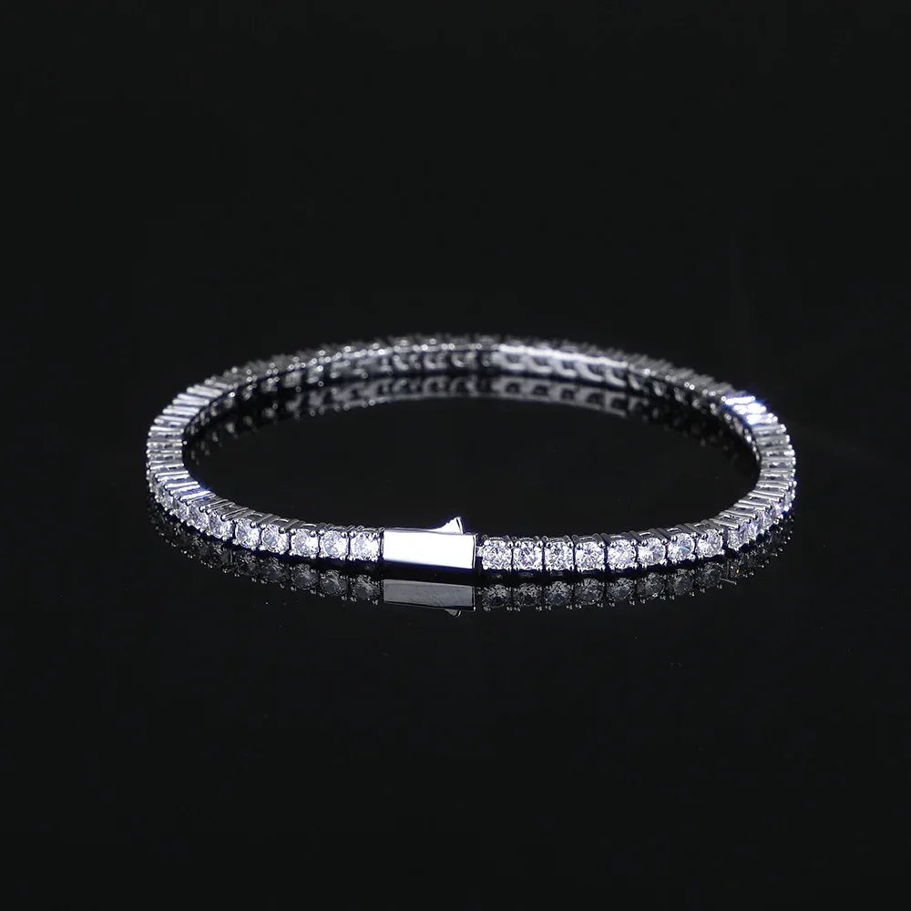 Single Row Zircon Tennis Chain Bracelet with Spring Clasp for Men | Caratix Jewelry - CaratixJewelry