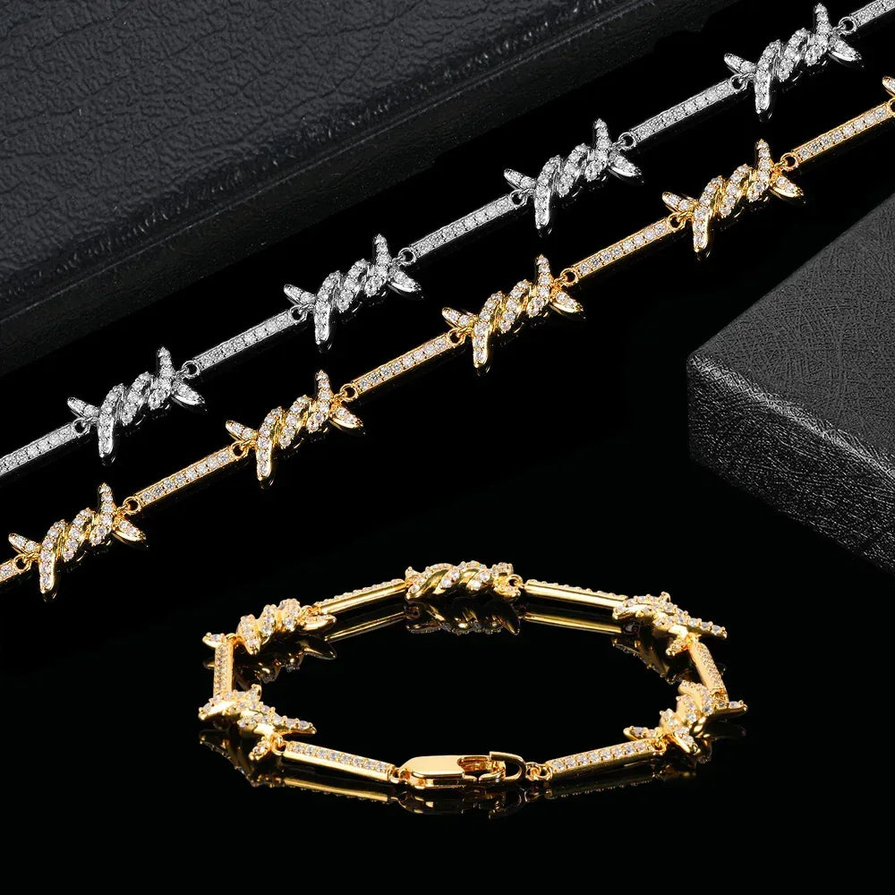 2.5mm Iced Out Thorn Chain Necklace Micro Zircon Gold Chain Rapper Style | Caratix Jewelry - CaratixJewelry