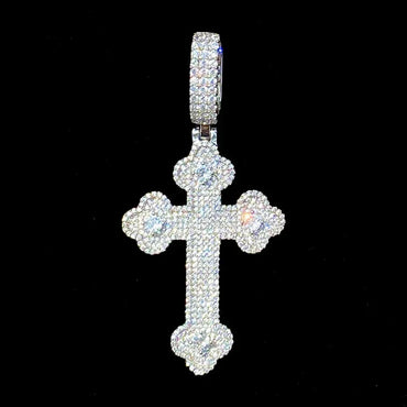Iced Out "Cloud Cross" Pendant | Men's Real Copper CZ Necklace - CaratixJewelry