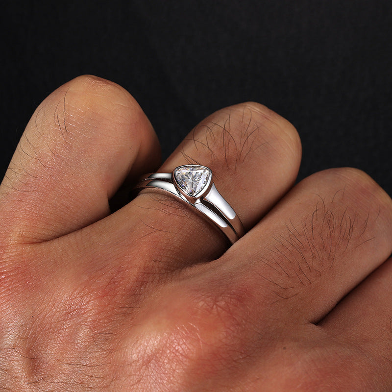 Adjustable Triangle Moissanite Ring S925 Open Band | Caratix