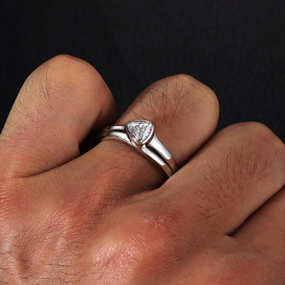 Adjustable Triangle Moissanite Ring S925 Open Band | Caratix