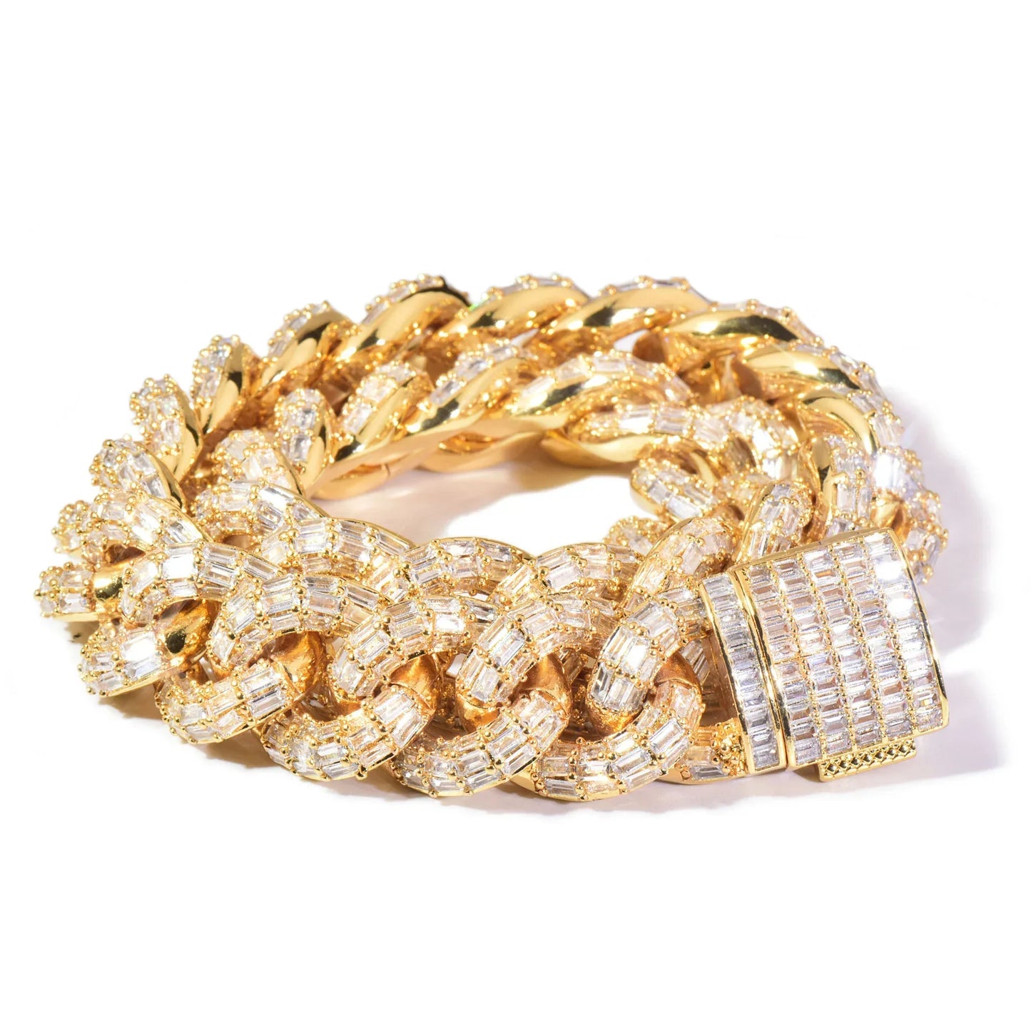 21mm Iced Out Step Cut Cuban Chain Necklace with Copper & Zircon - CaratixJewelry