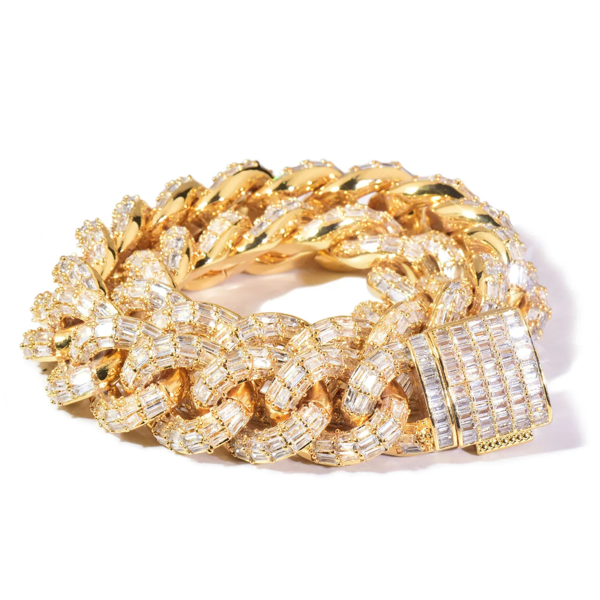 21mm Iced Out Step Cut Cuban Chain Necklace with Copper & Zircon - CaratixJewelry