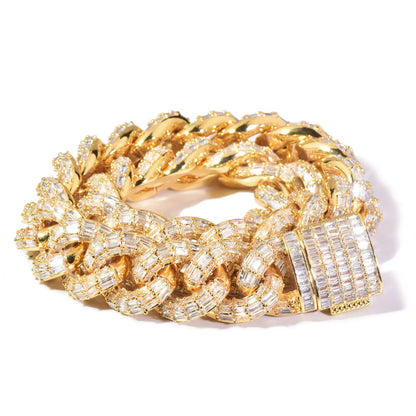 21mm Iced Out Step Cut Cuban Chain Necklace with Copper & Zircon - CaratixJewelry