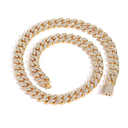12mm Iced Out Cuban Chain Necklace Single Row Zircon - CaratixJewelry