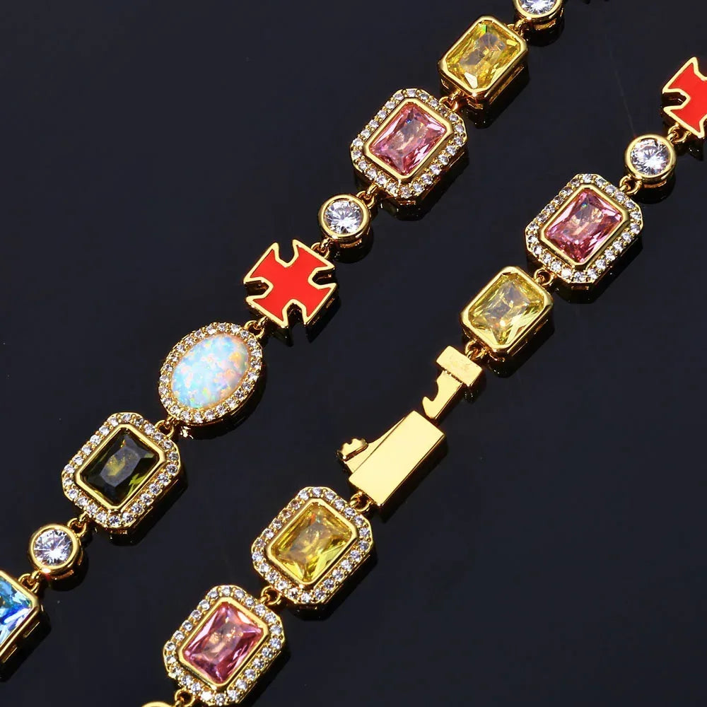 Custom New Opal & Zircon Fusion Necklace | Elite Rapper Iced Out Chain | Caratix - CaratixJewelry